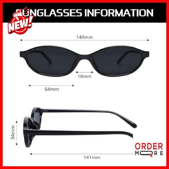 Retro Oval Sunglasses Lightweight Narrow Frame UV Protection Sunnies